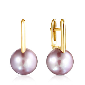 Серьги из желтого золота с жемчугом