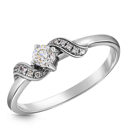 Кольцо из белого золота с бриллиантами