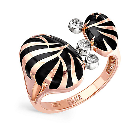 Кольцо из красного золота с бриллиантами