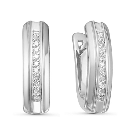 Серьги с английским замком из белого золота с бриллиантами