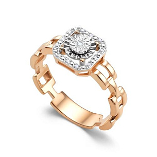 Кольцо из красного золота с бриллиантом