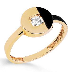 Кольцо из желтого золота с бриллиантом