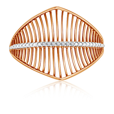 Кольцо из красного золота с фианитом