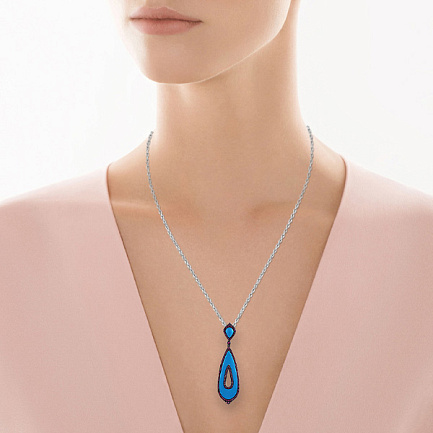 Подвеска из серебра с бирюзой, рубином