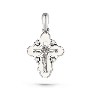 Крест из белого золота с бриллиантами