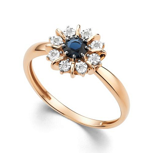 Кольцо из красного золота с бриллиантом