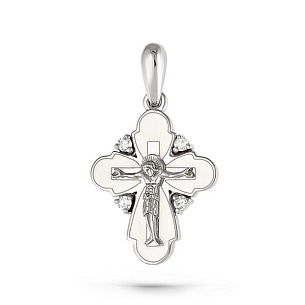 Крест из белого золота с бриллиантом