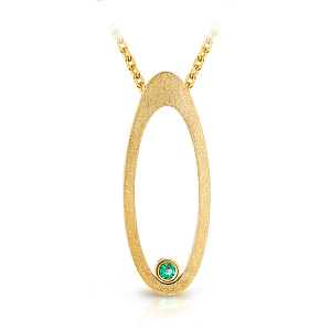 Колье из желтого золота с изумрудом