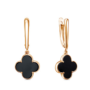 Серьги с английским замком из красного золота с фианитами