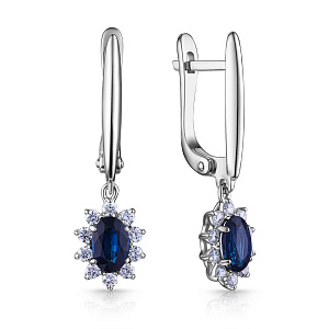 Серьги с английским замком из белого золота с бриллиантами