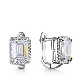 Серьги из серебра с фианитом