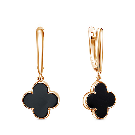 Серьги с английским замком из красного золота с фианитами