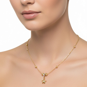 Колье из желтого золота с фианитами