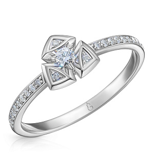 Кольцо из белого золота с бриллиантами