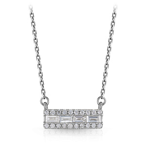 Колье из белого золота с бриллиантами, плетение якорное