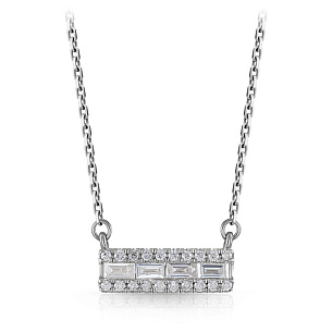 Колье из белого золота с бриллиантом, плетение якорное