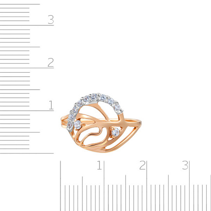 Кольцо из красного золота с фианитом