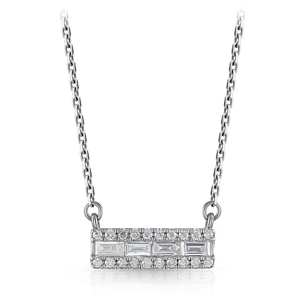 Колье из белого золота с бриллиантами, плетение якорное