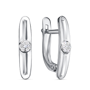 Серьги с английским замком из серебра с фианитом