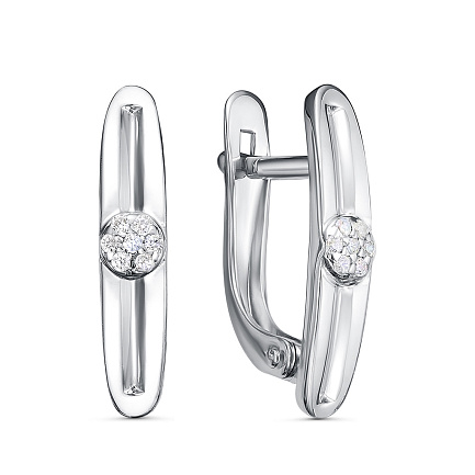 Серьги с английским замком из серебра с фианитом