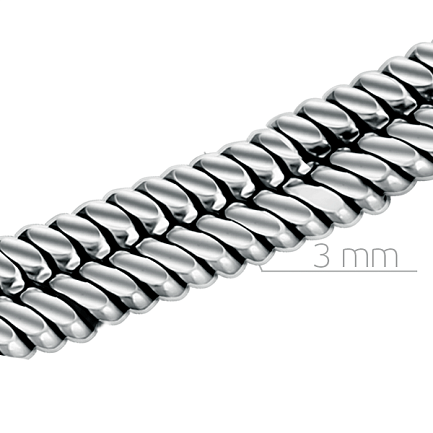 Цепь автомат из серебра, плетение панцирное