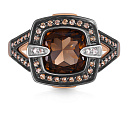 Кольцо из красного золота с раухтопазом, фианитом