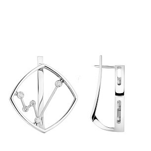 Серьги с английским замком из белого золота с бриллиантом