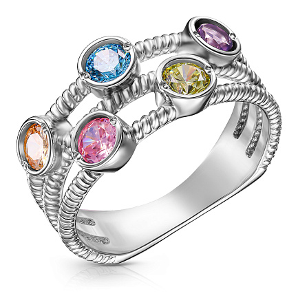 Кольцо из серебра с фианитом