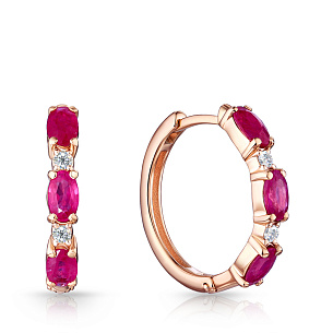 Серьги Конго из красного золота с рубинами