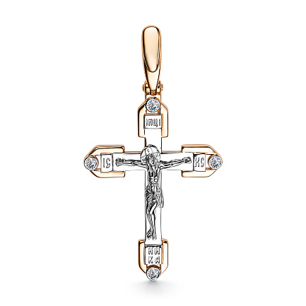 Крест из красного золота с бриллиантами