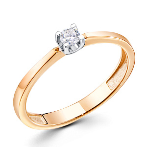 Кольцо из красного золота с бриллиантом