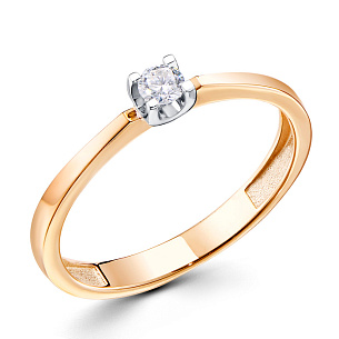 Кольцо из красного золота с бриллиантом