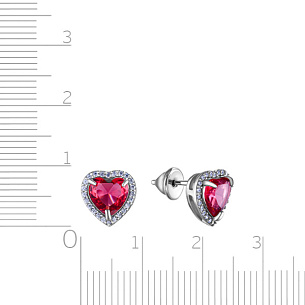 Пусеты из серебра с фианитами и кварцем