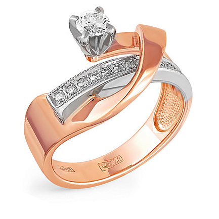 Кольцо из красного золота с бриллиантами