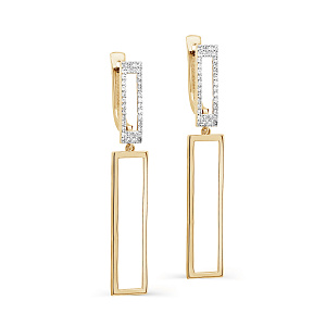 Серьги с английским замком из желтого золота с бриллиантами