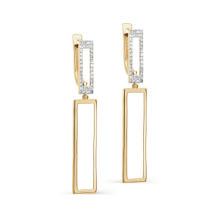 Серьги с английским замком из желтого золота с бриллиантом