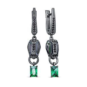 Серьги с английским замком из серебра с фианитом