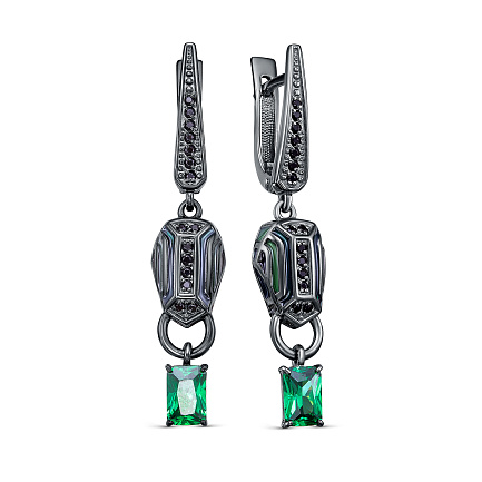 Серьги с английским замком из серебра с фианитами