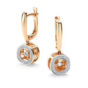 Серьги с английским замком из красного золота с бриллиантами