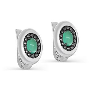 Серьги с английским замком из серебра с агатом