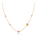 Колье из красного золота с фианитом, плетение якорное