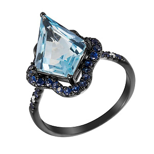 Кольцо из золота с бриллиантами, сапфирами