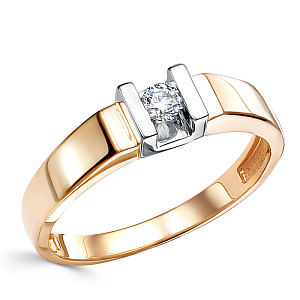 Кольцо из красного золота с бриллиантом