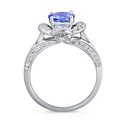 Кольцо из белого золота с бриллиантами, танзанитом