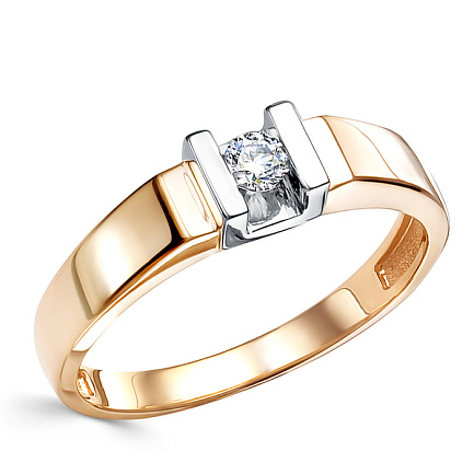 Кольцо из красного золота с бриллиантом