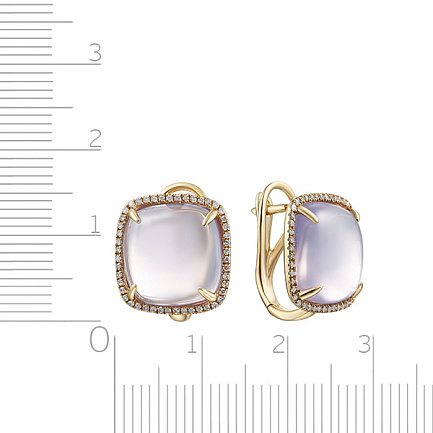 Серьги с английским замком из желтого золота с бриллиантами