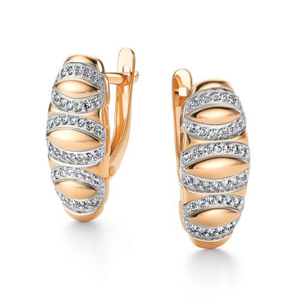 Серьги с английским замком из красного золота с бриллиантами