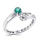 Кольцо из белого золота с бриллиантами, изумрудом