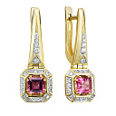 Серьги с английским замком из желтого золота с бриллиантами