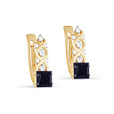 Серьги с английским замком из желтого золота с бриллиантами